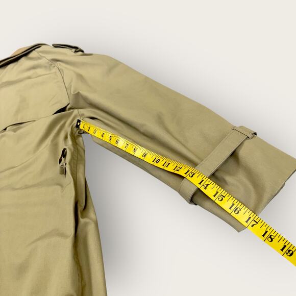 Gleneagles Vintage Long Trench Overcoat Double Breasted Lined Men Size 44L Khaki - Picture 14 of 16